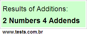 Additions 2 Numbers 4 Addends